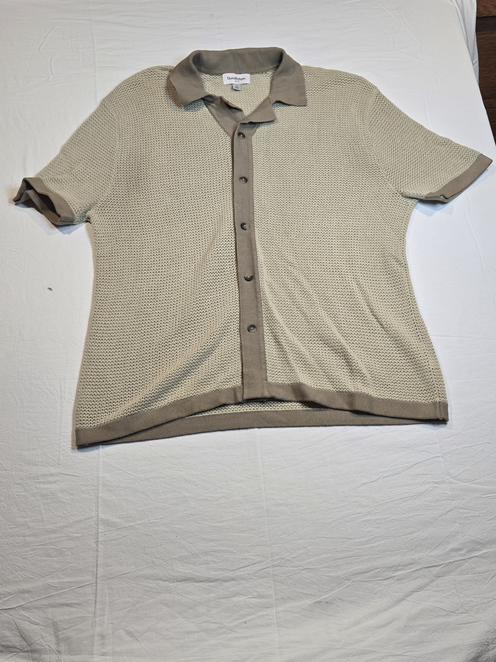 Goodfellow & Co Light Beige Knit Polo with Taupe Trim
